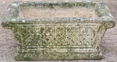 Cotswold Studios - Pair of weathered reconstituted stone garden troughs of rectangular form with