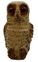 Studio pottery owl with large glass eyes, 32cm high