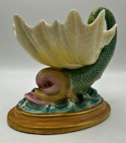 Possibly by Royal Worcester porcelain dolphin dish, 11cm high