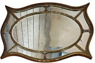 Regency giltwood and gesso serpentine wall mirror, with darted boarders, 80 x 100cm