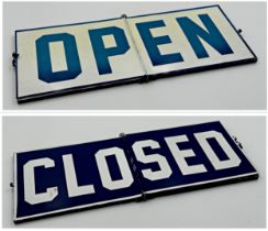 Hinged enamel open/closed shop sign, 20cm x 50cm.