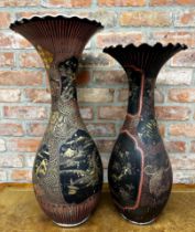 Two similar large Chinese porcelain vases with overlay decoration and gilt highlights, 75 and 68cm