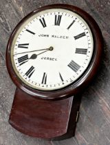 19th century John Walden of Jersey industrial fusee drop dial wall clock, with interesting wind