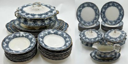 Wedgwood and Co semi Royal porcelain fern pattern dinner service comprising three tureens, a