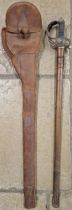 Edwardian Officer's infantry dress sword by J B Johnstone, shagreen grip, leather scabbard and