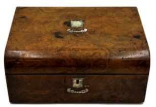 19th century pearl inlaid burr walnut casket, 13cm high x 30cm wide