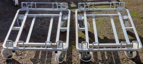 Pair of tubular steel dolly's/skates with swivel wheels, 20cm high x 82cm wide x 60cm deep (2)