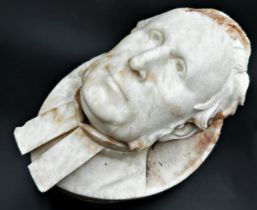 Mid 19th Century possibly American carved rough marble bust of a gentleman in collar, possibly a