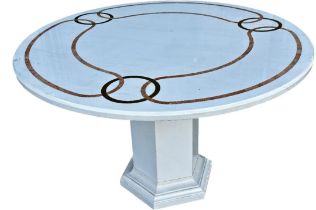 Italian possibly Sienna circular marble table with octagonal column base, 76.5cm high x 122cm