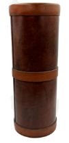 Leather bound cylindrical stick stand, 63cm high