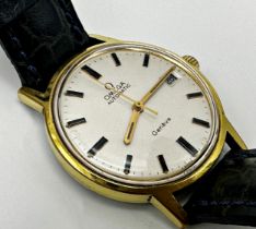 Vintage Omega Automatic Geneve gold plated gent watch, 35mm case, champagne dial with gilt hands and