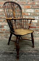 Antique English elm, beech and ash stickback country chair