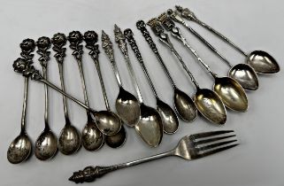 Good collection of Eastern and Continental silver collector spoons, comprising set of six rose top