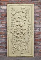19th century French carved softwood panel of a floral bouquet and further scrolled foliage, original