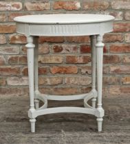 Contemporary painted circular side table with turned fluted legs, H 72cm x W 66cm