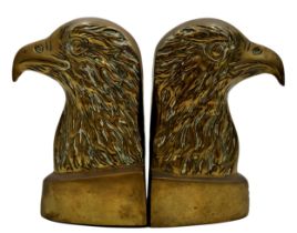 Pair of 19th century cast brass eagle head bookends, each 20cm high x 14cm deep (2).