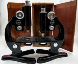 Two Beck London cased microscopes, model no. 34126 & 34129 (2)