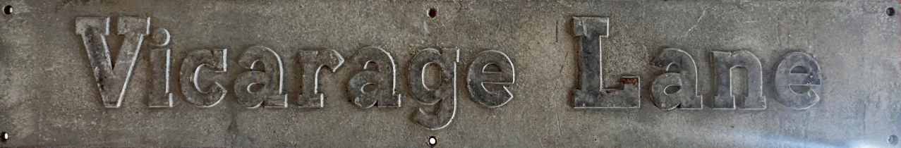 Vintage cast iron 'Vicarage Lane' street sign, 18 x 116cm