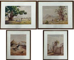Giovanni Romagnoli (1893-1976, Italian) 'Scenes of Eritrea', signed, four watercolours, 30cm x