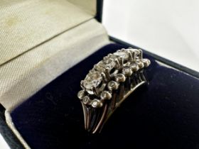 Fabulous 18ct white gold diamond cluster ring, four 0.2ct diamonds framed by twenty smaller