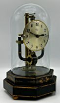 Early 20th century electric Bulle clock, Chinoiserie decorated base and original glass dome, 27cm