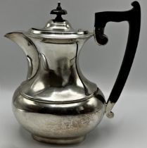 Georgian style silver boat shaped coffee pot, maker Viners, Sheffield 1966, 23cm high, 20oz approx