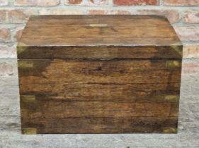 19th century brass bound camphorwood campaign siler or ammunition trunk with fitted interior, H 37cm