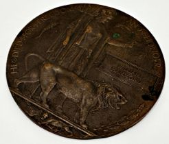WWI memorial bronze death plaque to William Hammond, 12.25cm diameter