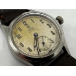 Vintage 1940s gents Tudor Oyster stainless steel watch, 33mm case, tropical silvered dial, Arabic