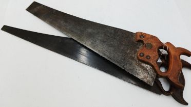 The estate of Peter & Joy Evans of Whiteway, Stroud - Disston handsaw with 26" 7 point blade, Diss