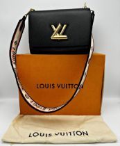 Louis Vuitton Twist MM shoulder bag in textured black Epi leather with wide removable strap with '