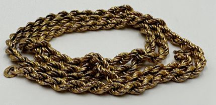 9ct rope twist chain, 55.5cm long, 14.7g