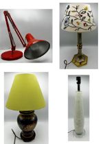 H C F of Denmark Anglepoise type desk lamp, 60cm high approx together with a further mottled glass