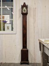 Unusual slim Grandmother clock, well made mahogany case, the dial 6.5" high, the clock 184cm high,