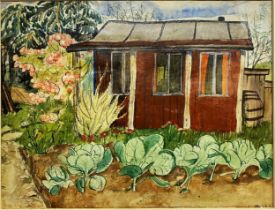 The estate of Peter & Joy Evans of Whiteway, Stroud- 1930s English School - Garden Shed and Vegetab