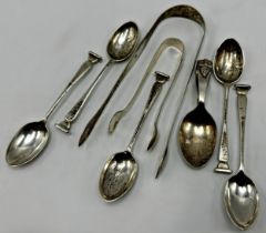 Set of five Edwardian silver seal top spoons, maker Holland, Aldwinckle & Slater, London 1907,