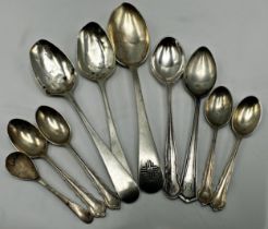 Ten various silver spoons, 4oz approx