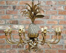 Good quality early 20th century French gilt pineapple chandelier, 68cm high x 84cm diameter