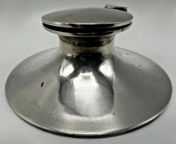 Asprey silver capstan inkwell, date mark worn, 11.5cm diameter, 9.5oz gross