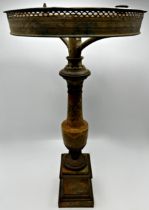 Good 19th century marbled toleware baluster lamp, 59cm high