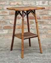 Early 20th century two tier bamboo pot table, 67cm H x 39 x 39cm W