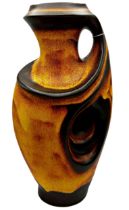 Walter Gerhards lava West German studio pottery vase, mottled orange finish, numbered 2/55 to