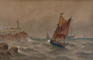 Robert Thornton Wilding (fl.1910-1921) - ship on choppy water, signed and dated 1914, watercolour,