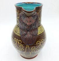 The estate of Peter & Joy Evans of Whiteway, Stroud - Large Peter Currell Brown Jug (Pagan Sun) wit