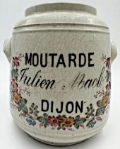 Vintage Julien Mack Moutarde Dijon ironstone twin handled ironstone pot, 21cm high