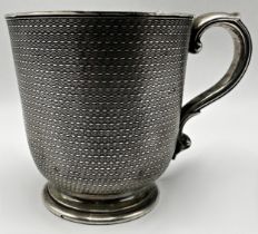 Exceptional quality Garrard & Co engine turned silver cup or mug, maker R & S Garrard & Co, London