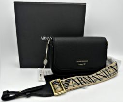 Emporio Armani Lilly Crossbody bag in synthetic black leather with removable and adjustable