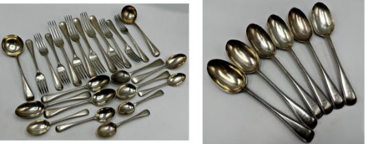 Good quality canteen of Victorian beaded flatware comprising six table spoons, table forks,