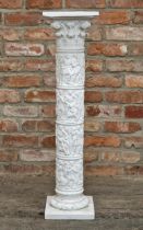Contemporary plaster Roman style pedestal, H 95cm x W 24cm x D 25cm