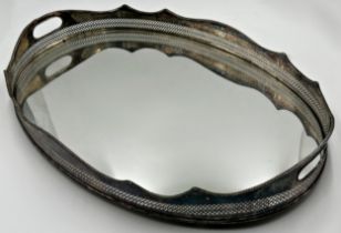 Good quality silver plated oval twin handled gallery tray, 62cm long
